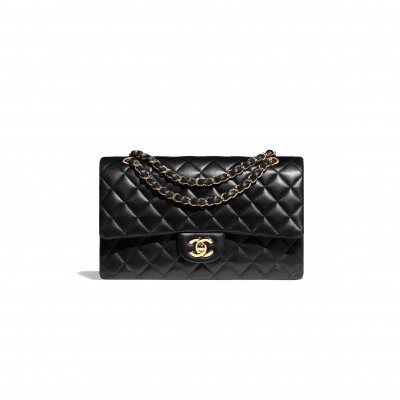 CHANEL CLASSIC FLAP BLACK GOLD HARDWARE  A58601 (23*33*10cm)