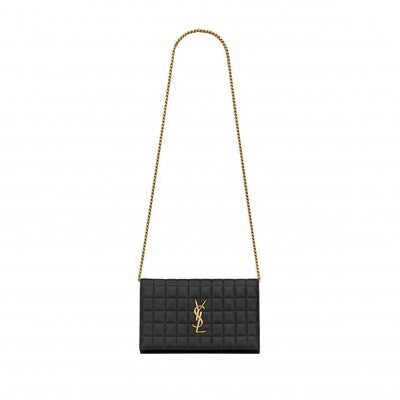 YSL CASSANDRE MATELASSÉ CARRÉ CHAIN WALLET IN QUILTED LEATHER 743346AABVP1000 (23*14*3cm)