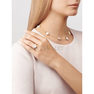 VAN CLEEF ARPELS PURE ALHAMBRA NECKLACE, 9 MOTIFS - YELLOW GOLD, MOTHER-OF-PEARL  VCARA37800