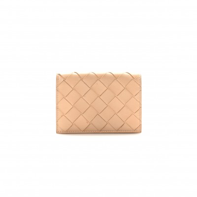 BOTTEGA VENETA NAPPA INTRECCIATO CARD HOLDER ALMOND (11*8cm)