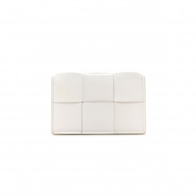 BOTTEGA VENETA NAPPA MAXI INTRECCIATO CARD HOLDER WALLET WHITE (12*8*3cm)
