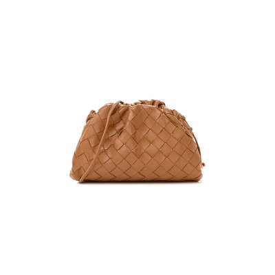 BOTTEGA VENETA NAPPA INTRECCIATO THE MINI POUCH CARMEL (21*11*5cm)