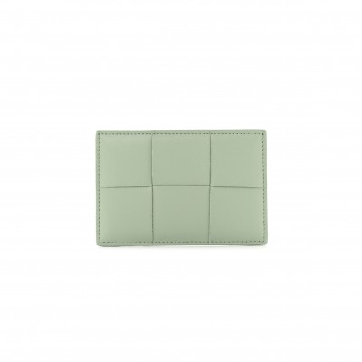 BOTTEGA VENETA NAPPA INTRECCIO CASSETTE CREDIT CARD HOLDER NEW SAUGE (11*8cm)