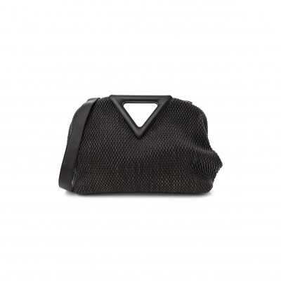 BOTTEGA VENETA LAMBSKIN KNIT MEDIUM THE POINT TRIANGLE BAG FONDANT (30*25*13cm)