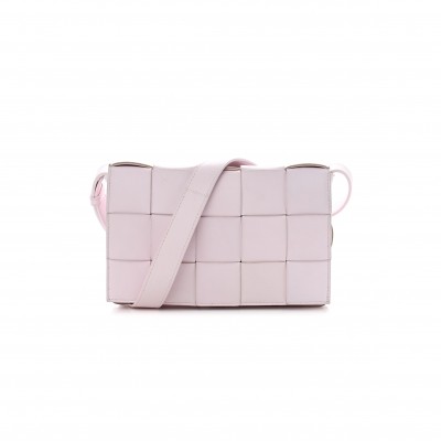 BOTTEGA VENETA LAMBSKIN MAXI INTRECCIATO CASSETTE CROSSBODY BAG BLISS WASHED (23*15*5.5cm)