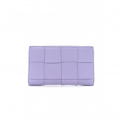 BOTTEGA VENETA SHINY CALFSKIN INTRECCIO WALLET WISTERIA  (19*11*2cm)
