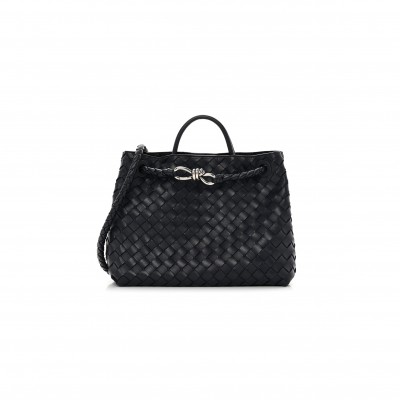 BOTTEGA VENETA BLACK INTRECCIATO MEDIUM ANDIAMO SHOULDER BAG SPACE (32*25*11cm)