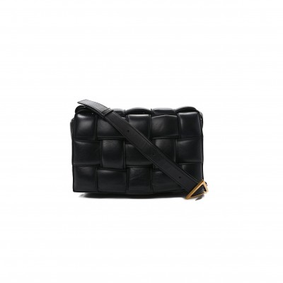 BOTTEGA VENETA NAPPA MAXI INTRECCIATO PADDED CASSETTE CROSSBODY BAG BLACK  (26*18*8cm)