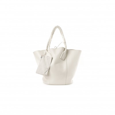 BOTTEGA VENETA FRENCH CALFSKIN LARGE BASKET TOTE WHITE  (44*37*22cm)