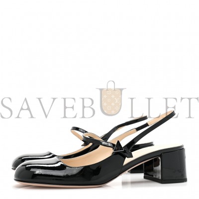 PRADA PATENT DECOLETTE LOGO MARY JANE 45MM SLINGBACK PUMPS 40 BLACK