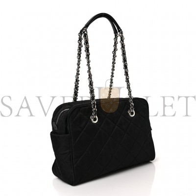 PRADA NYLON TESSUTO IMPUNTU QUILTED SHOULDER BAG BLACK (30*21*11cm)