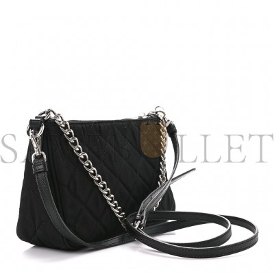 PRADA NYLON TESSUTO IMPUNTU QUILTED CROSSBODY BAG BLACK (23*13*6cm)