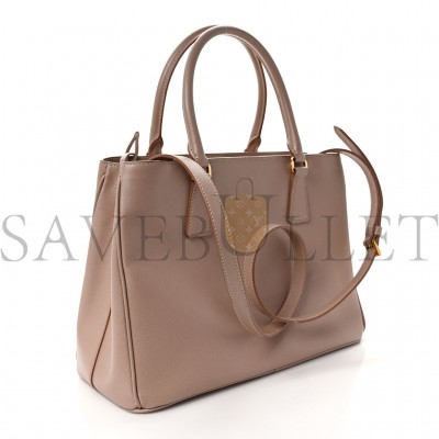 PRADA SAFFIANO MEDIUM GALLERIA DOUBLE ZIP TOTE CAMMEO (32*20*13cm)