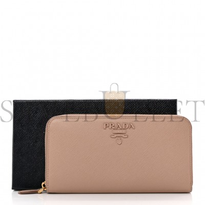 PRADA SAFFIANO SHINE ZIP AROUND WALLET CIPRIA (20*11*2cm)