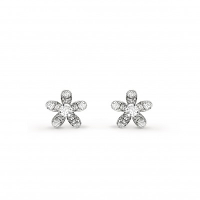 VAN CLEEF ARPELS SOCRATE EARSTUDS, 1 FLOWER - WHITE GOLD, DIAMOND  VCARG44100