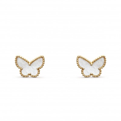 VAN CLEEF ARPELS SWEET ALHAMBRA BUTTERFLY EARSTUDS - YELLOW GOLD, MOTHER-OF-PEARL  VCARN5JM00