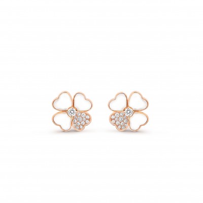 VAN CLEEF ARPELS COSMOS EARRINGS, MEDIUM MODEL - ROSE GOLD, DIAMOND, MOTHER-OF-PEARL  VCARO5BZ00