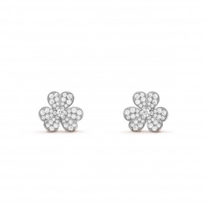 VAN CLEEF ARPELS FRIVOLE EARRINGS, SMALL MODEL - WHITE GOLD, DIAMOND  VCARB65800