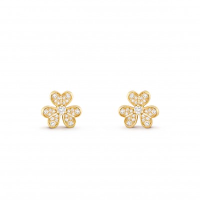 VAN CLEEF ARPELS FRIVOLE EARRINGS, MINI MODEL - YELLOW GOLD, DIAMOND  VCARP24200