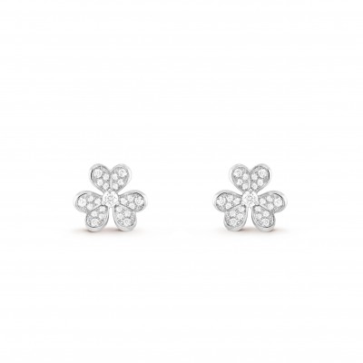 VAN CLEEF ARPELS FRIVOLE EARRINGS, MINI MODEL - WHITE GOLD, DIAMOND  VCARP3W100