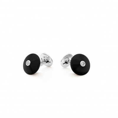 VAN CLEEF ARPELS PIERRE ARPELS PASTILLES CUFFLINKS - WHITE GOLD, DIAMOND, ONYX  VCARO63R00