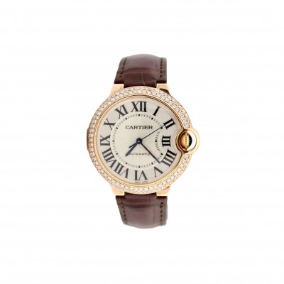CARTIER BALLON BLEU ROSE GOLD 36MM DIAMOND ENCRUSTED WATCH WGBB0009