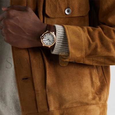 CARTIER BALLON BLEU DE MEN'S SILVER BROWN CARTIER WATCH WGBB0030