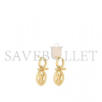 LOUIS VUITTON EARRINGS BOOKLE DEREILLE BABY LOUISE LV HOOP GOLD GP M00613
