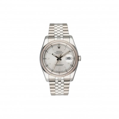 ROLEX DATEJUST 36MM SILVER DIAL WATCH 116234