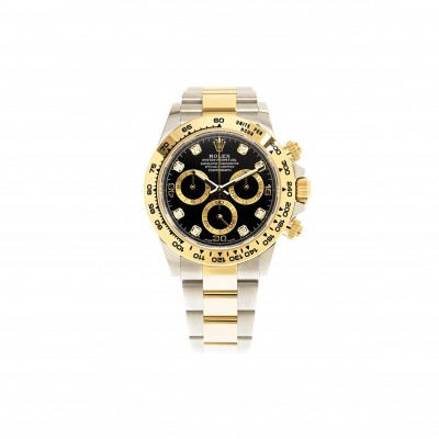 ROLEX DAYTONA DIAMOND-ENCRUSTED BRIGHT BLACK DIAL WATCH 116503-0011