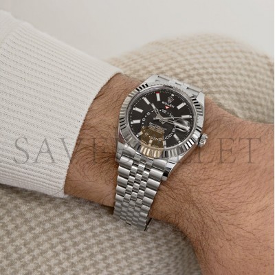 ROLEX SKY-DWELLER STAINLESS STEEL BLACK DIAL JUBILEE WATCH 326934