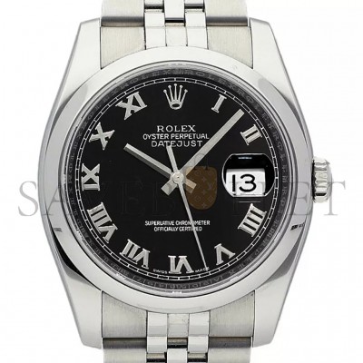 ROLEX DATEJUST BLACK DIAL STAINLESS STEEL JUBILEE BRACELET AUTOMATIC WATCH 116200