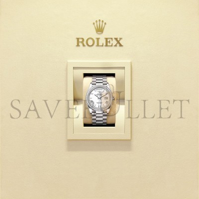 ROLEX DAY-DATE 36 OYSTER, 36 MM, WHITE GOLD AND DIAMONDS WATCH 128349RBR-0043