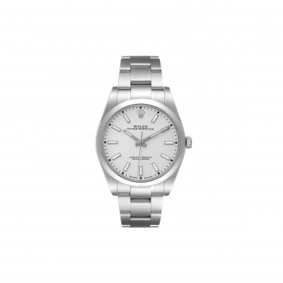 ROLEX OYSTER PERPETUAL SILVER DIAL STEEL 39MM WATCH 114300