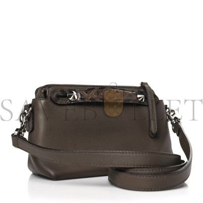 FENDI VITELLO DOLCE BI-COLOR FF 1974 EMBOSSED MINI BY THE WAY BOSTON BAG MAYA BLACK (22*14*10cm)