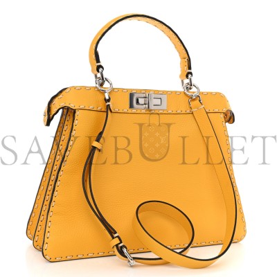 FENDI VITELLO GRANATO CAMOSCIO SELLERIA MACRO STITCHINGS MEDIUM PEEKABOO I SEE U SATCHEL MIMOSA (34*25*10cm)