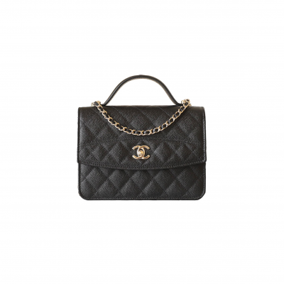 CHANEL HANDHELD MESSENGER BACKPACK BLACK GOLD BUCKLE AP4406 (18*14*3cm)