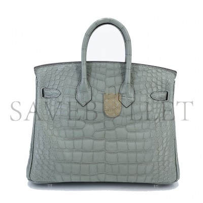 HERMES MSTER BIRKIN 25 PEARL GREY CROCODILE MATT SILVER BUCKLE BAG 6778344120  (25*20*13cm)