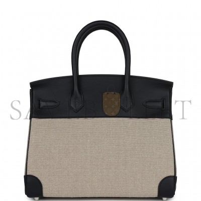 HERMES BIRKIN 35 BIVOUAC FICELLE CANVAS AND BLACK BAG 8023220073 (35*24*18cm)