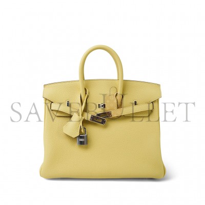 HERMES BIRKIN 25 TOGO LEATHER LEMON YELLOW SILVER BUCKLE BAG H028369CK1Z (25*20*13cm)