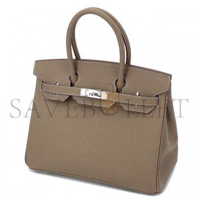 HERMES MASTER BIRKIN 30 TOGO LEATHER ELEPHANT GREY SILVER BUCKLE BAG H028369CK18 (30*22*16cm)