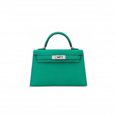 HERMES KELLY 20 EPSOM VERT JADE HANDBAG H083850CKAB (19*12.5*5.5 cm)