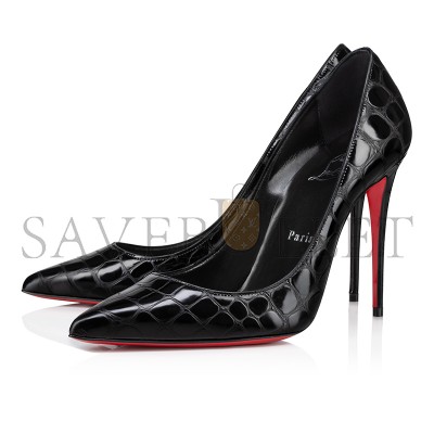 CHRISTIAN LOUBOUTIN KATE 100 MM PUMPS-ALLIGATOR EMBOSSED CALF LEATHER-BLACK-WOMEN 3240428B439