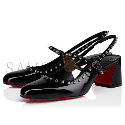 CHRISTIAN LOUBOUTIN JANISPIKES 55 MM MARY JANES-PATENT LEATHER-BLACK-WOMEN 1250705B439