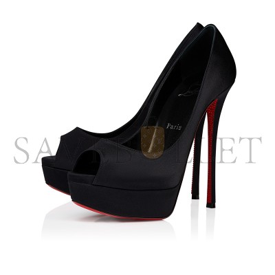 CHRISTIAN LOUBOUTIN LADY PEEP SUOLA STRASS 150 MM PUMPS-CREPE SATIN-BLACK-WOMEN 1250537B439