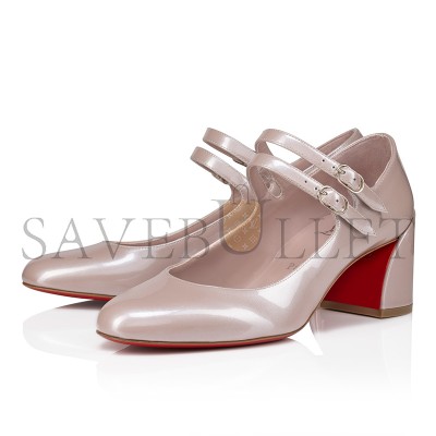 CHRISTIAN LOUBOUTIN MISS JANE 55 MM MARY JANES-PEARLESCENT PATENT CALF LEATHER-VINTAGE ROSE-WOMEN 12503469002