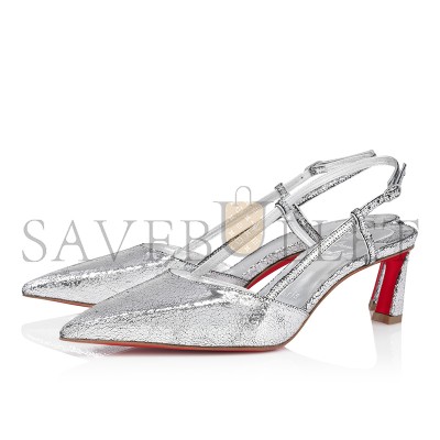 CHRISTIAN LOUBOUTIN CONDOROLINE 55 MM SLING BACK PUMPS-MANOIR LAMINATED CALF LEATHER-SILVER-WOMEN 1250280S211