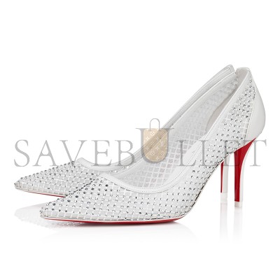 CHRISTIAN LOUBOUTIN APOSTROPHA MESH STRASS 80 MM PUMPS-STRASS MESH AND NAPPA LEATHER-BIANCO-WOMEN 3240170W610