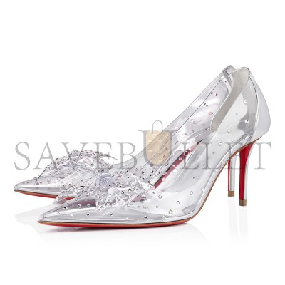 CHRISTIAN LOUBOUTIN JELLY STRASS 80 MM PUMPS - PVC, IRIDESCENT NAPPA LEATHER AND STRASS-SILVER-WOMEN 1240737S339