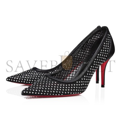 CHRISTIAN LOUBOUTIN APOSTROPHA MESH STRASS 80 MM PUMPS-STRASS MESH AND NAPPA LEATHER-BLACK-WOMEN 3240170B775